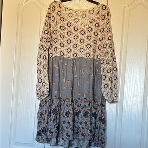 Matilda Jane Cream and Gray Long Sleeve Dress